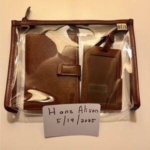 BEIS Maple Brown - Passport Holder, Luggage Tag, and Clear Bag SET (3 Items)